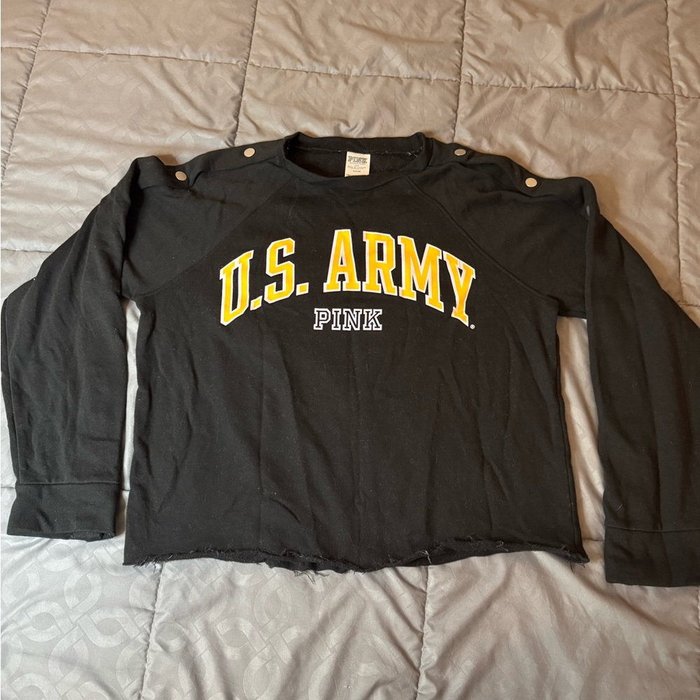 U.S. Army Pink Victoria’s Secret Crop Black Long Sleeve Shirt